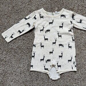 12-18m Rylee+Cru 100% cotton reindeer romper